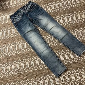 EUC Miss Me 26 Skinny Jeans Rhinestone Wing Back Pockets